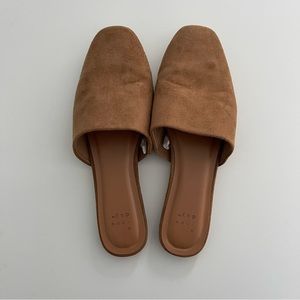 suede slip on mules